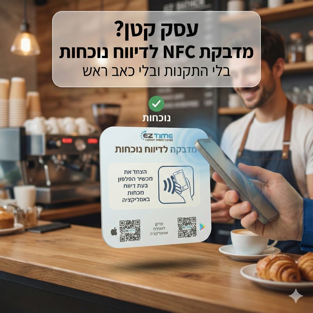 מאגר תמונות החברה מדבקת NFC לדיווח נוכחות