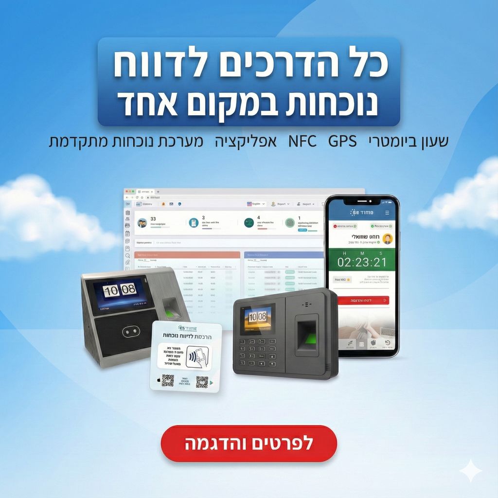 מאגר תמונות החברה שעון נוכחות אפליקציה לדיווח נוכחות מסך מערכת הנוכחות